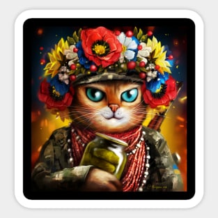 Ukrainian cat soldier Sticker